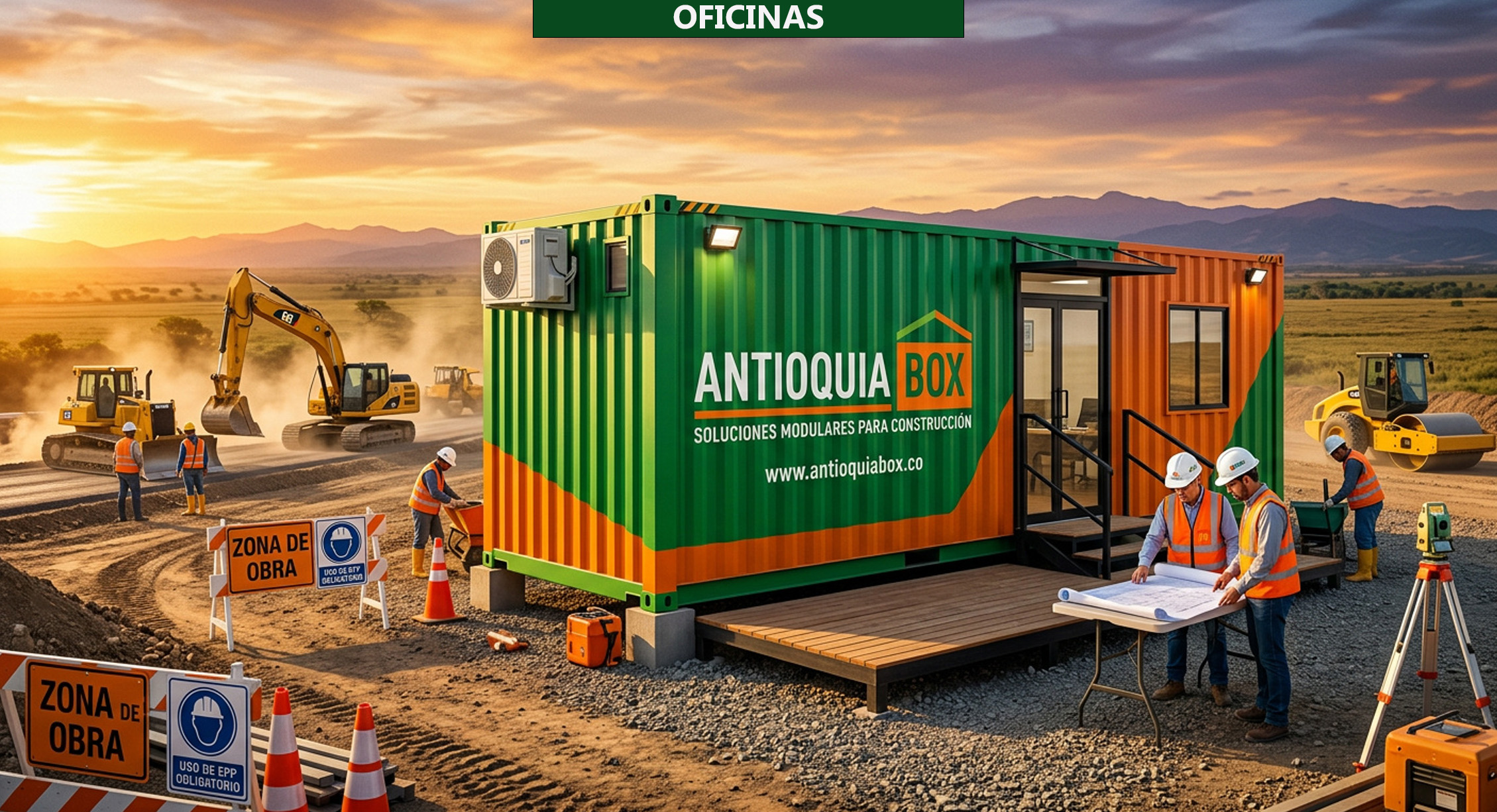 contenedor oficina modular adaptado para proyectos de construcción